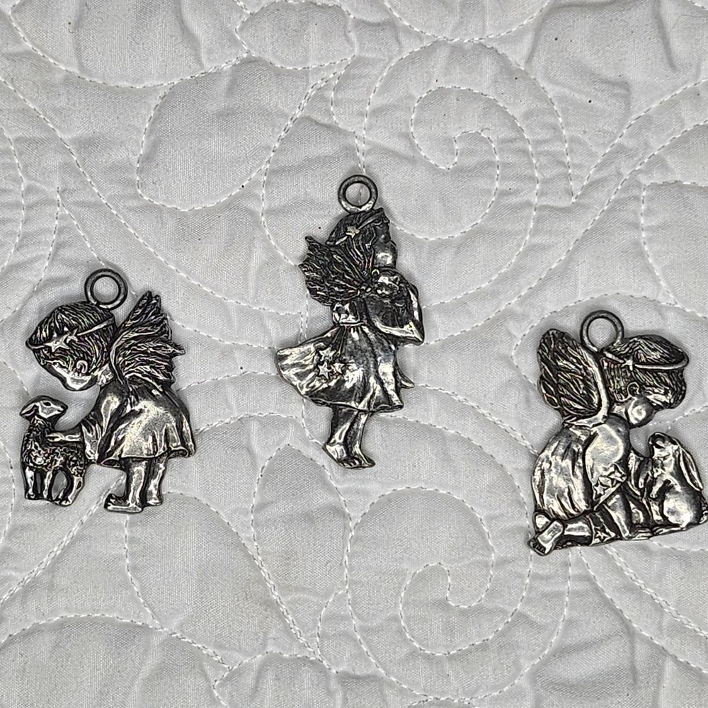 Vintage 1990 Seagull Pewter Angel Trio Christmas‎ Ornament Canada